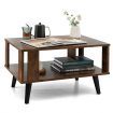 2-Tier Wooden Center Table with Open Storage Shelf for Living Room