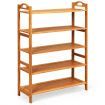 5-Tier Bamboo Shoe Rack with Two Rounded Handles for Entryway