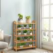 5-Tier Bamboo Shoe Rack with Two Rounded Handles for Entryway