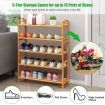 5-Tier Bamboo Shoe Rack with Two Rounded Handles for Entryway