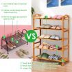 5-Tier Bamboo Shoe Rack with Two Rounded Handles for Entryway