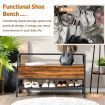 Industrial Shoe Bench with Hidden Storage Space for Hallway