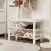 3-Tier Bamboo Shoe Bench Holds up to 6 Pairs for Entryway