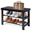 3-Tier Bamboo Shoe Bench Holds up to 6 Pairs for Entryway