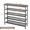 5-Tier Shoe Rack with Wooden Top and Adjustable Feet for Living Room