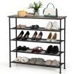 5-Tier Shoe Rack with Wooden Top and Adjustable Feet for Living Room