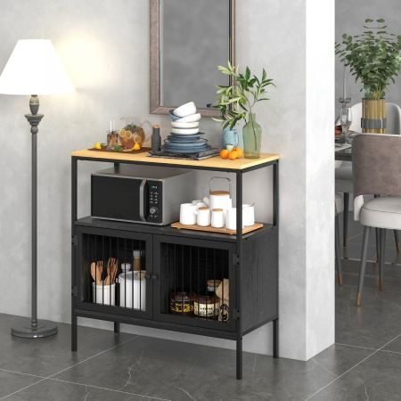 Modern Kitchen Storage Cabinet with Heavy-duty Metal Frame for Cafe