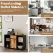 Industrial Kitchen Buffet Sideboard with 4 Open Cubbies for Living Room, Dining Room