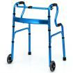 Folding Walker with Unidirectional Wheels and Bi-Level Armrests