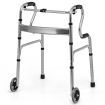 Folding Walker with Unidirectional Wheels and Bi-Level Armrests