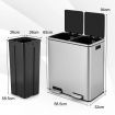 60L Step Trash Garbage Can with Plastic Inner Buckets for Home