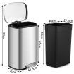 13.2 gallon stainless steel trash can with Removable Inner Bucket for Home Use