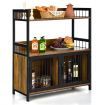 Wooden Industrial Freestanding Storage Cabinet with 2 Door Cabinets-2-Tier