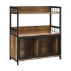 Wooden Industrial Freestanding Storage Cabinet with 2 Door Cabinets-2-Tier