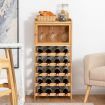 20-Bottle Bamboo Wine Rack Cabinet with Glass Hanger for Bar & Kitchen