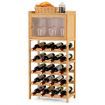 20-Bottle Bamboo Wine Rack Cabinet with Glass Hanger for Bar & Kitchen