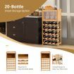 20-Bottle Bamboo Wine Rack Cabinet with Glass Hanger for Bar & Kitchen