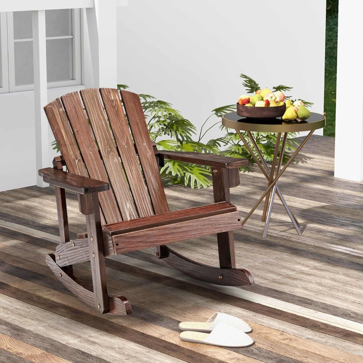 Kids Adirondack Rocking Chair with Slatted seat for Balcony/Backyard