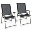 2 Pieces Patio Folding Chairs with Rustproof Metal Frame for Garden/Camping