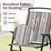 2 Pieces Patio Folding Chairs Metal Frame Armrest Garden Yard-Grey