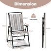 2 Pieces Patio Folding Chairs Metal Frame Armrest Garden Yard-Grey