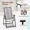 2 Pieces Patio Folding Chairs Metal Frame Armrest Garden Yard-Grey