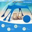 3M x 3M Beach Sunshade Canopy with 8 Sandbags, 3 Shovels for Beach, Patio