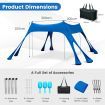 3M x 3M Beach Sunshade Canopy with 8 Sandbags, 3 Shovels for Beach, Patio