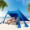 3M x 3M Beach Sunshade Canopy with 8 Sandbags, 3 Shovels for Beach, Patio