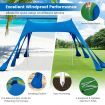 3M x 3M Beach Sunshade Canopy with 8 Sandbags, 3 Shovels for Beach, Patio