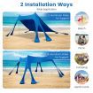 3M x 3M Beach Sunshade Canopy with 8 Sandbags, 3 Shovels for Beach, Patio