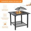 Outdoor Fire Pit Dining Table with Mesh Cover for Poolside