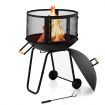 Rolling Wood Burning Firepit with Wheels & Handle for Camping