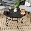 Patio Round Fire Pit Dining Table with Cooking Grill & Wood Grate