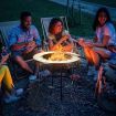 Outdoor Round Fire Pit Table with Mesh Screen Lid & Fire Poker