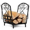 Decorative Firewood Rack with Handles and Raised Legs for Indoor and Outdoor Use