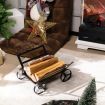 Decorative Firewood Rack with 4 Wheels for Indoor & Outdoor