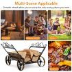 Decorative Firewood Rack with 4 Wheels for Indoor & Outdoor