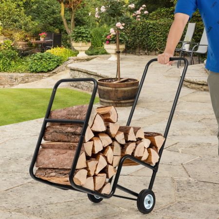 Firewood Cart with Durable Rubber Wheels for All-Terrain