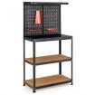 Tool Storage Workbench with Peg Board & 2 Lower Shelves for Garage