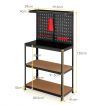 Tool Storage Workbench with Peg Board & 2 Lower Shelves for Garage