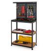 Tool Storage Workbench with Peg Board & 2 Lower Shelves for Garage