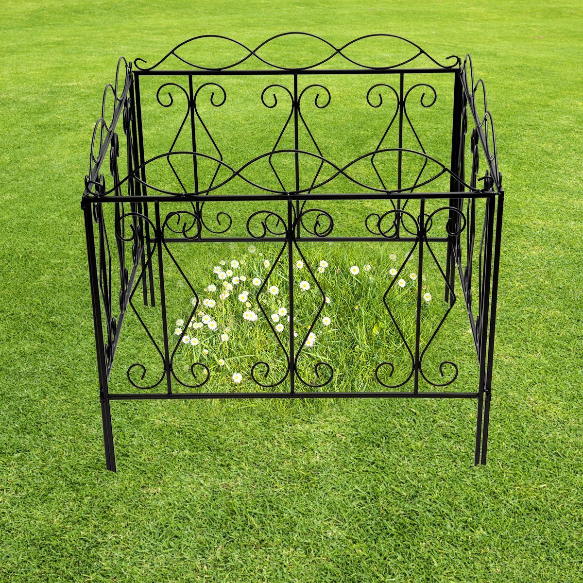 4 Pieces Decorative Garden Fence with Interlock Design for Path