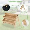 3-Tier Wooden Raised Garden Bed with Side Hooks & Storage Shelf for Plants