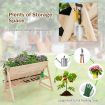 3-Tier Wooden Raised Garden Bed with Side Hooks & Storage Shelf for Plants