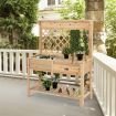 Wood Raised Garden Bed with Trellis & Open Storage Shelf & Drawer