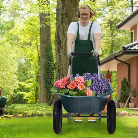 2 Tire Wheelbarrow Garden Dolly Utility Cart with14 inch Pneumatic Tires