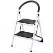 2 Step Household Ladder with Anti-Slip Platform and Lightweight Portable Design for Home/Garden