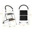 2 Step Household Ladder with Anti-Slip Platform and Lightweight Portable Design for Home/Garden