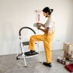 2 Step Household Ladder with Anti-Slip Platform and Lightweight Portable Design for Home/Garden